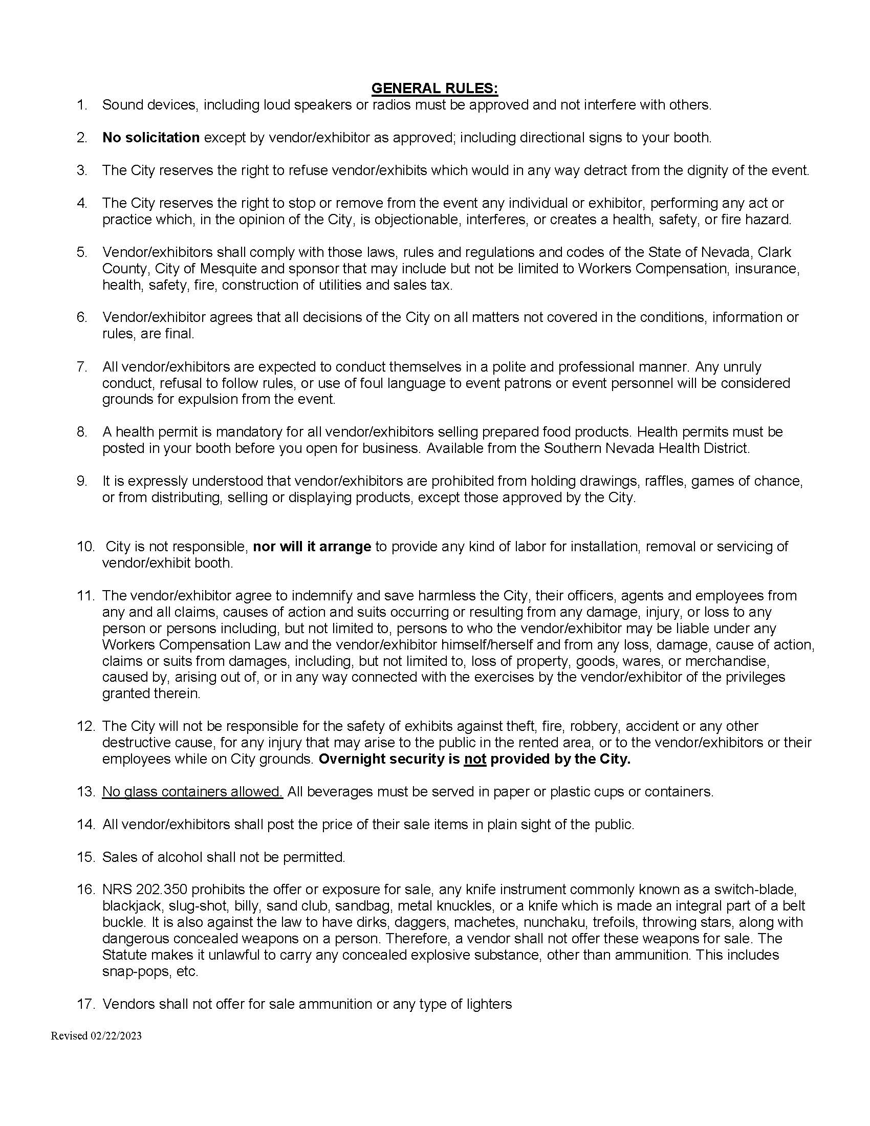 Mesquite Days Vendor Booth Application May 37, 2023 May 05, 2023